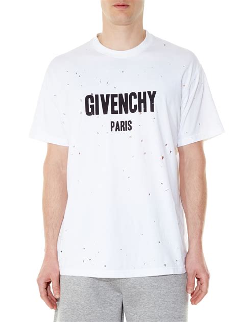 givenchy t shirt herren weiß|Givenchy distressed t shirt.